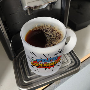 Kaffeetasse mit knalligem Comic Motiv und Spruch - Papa ist mein Superheld
