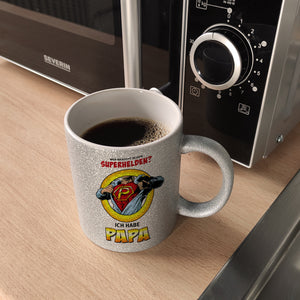 Kaffeebecher Comic mit Spruch - Wer braucht schon Superhelden? Ich habe Papa