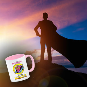 Kaffeebecher Comic mit Spruch - Wer braucht schon Superhelden? Ich habe Mama
