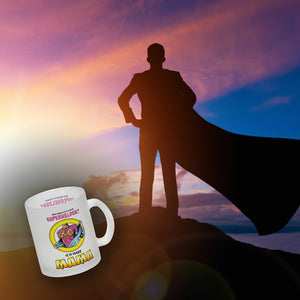 Kaffeebecher Comic mit Spruch - Wer braucht schon Superhelden? Ich habe Mama