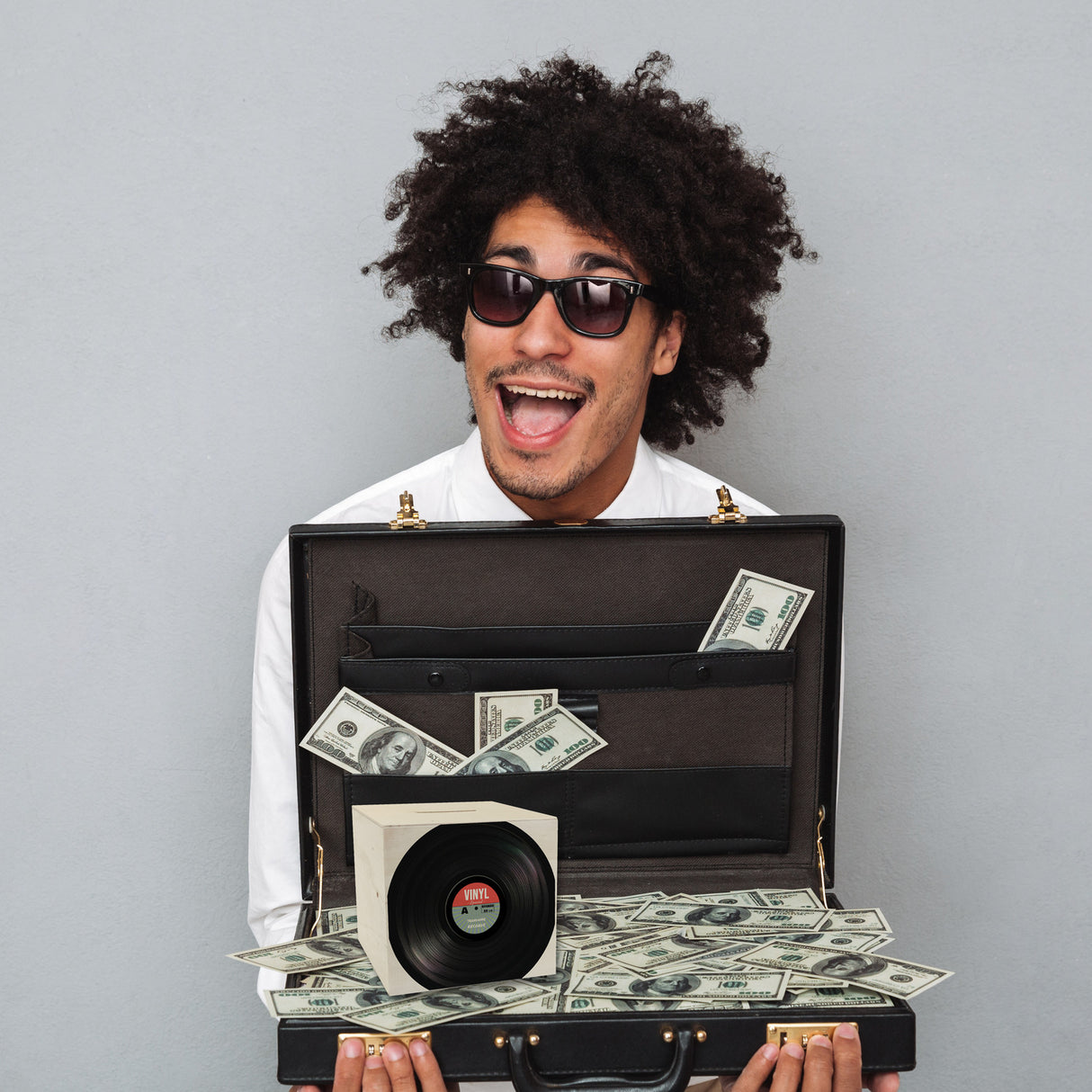 Spardose aus Keramik im Retro Vinyl Schallplattendesign RocknRoll-Stil