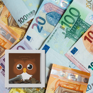 Spardose aus Keramik mit niedlichem Eulen-Gesicht - für kleine Kinder