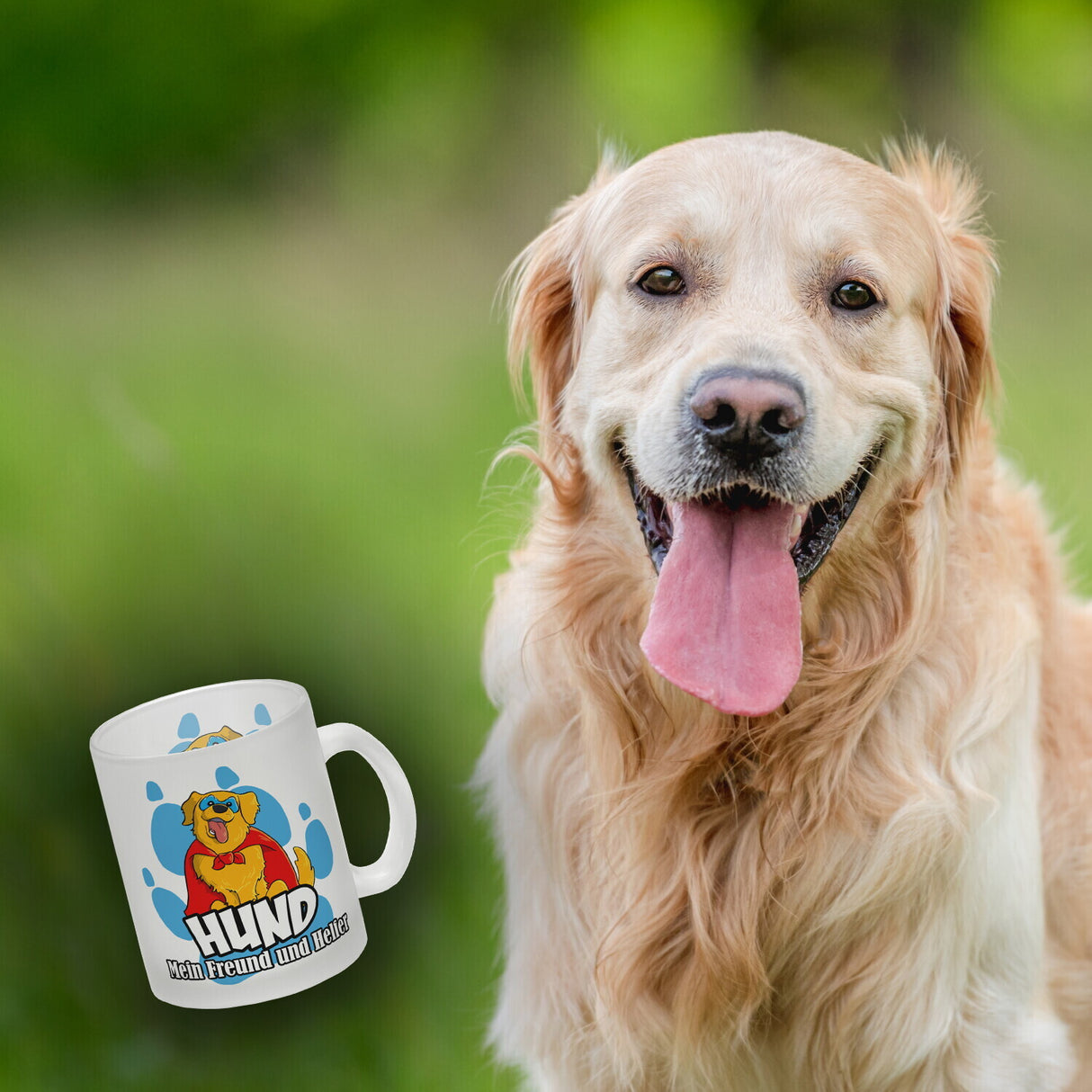 Kaffeebecher mit Superhelden - Golden Retriever - Hund mein Freund und Helfer