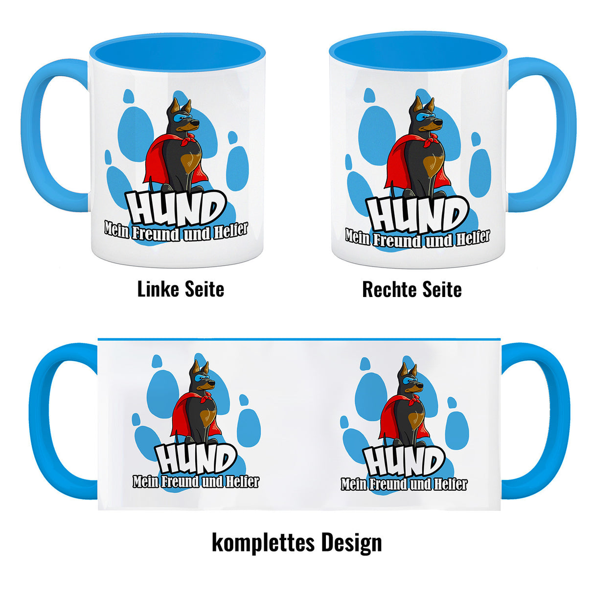 Kaffeebecher mit Superhelden - Dobermann - Hund mein Freund und Helfer