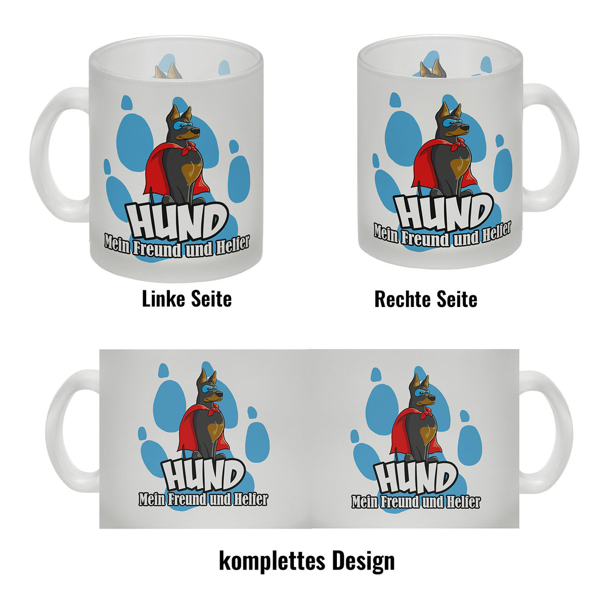 Kaffeebecher mit Superhelden - Dobermann - Hund mein Freund und Helfer