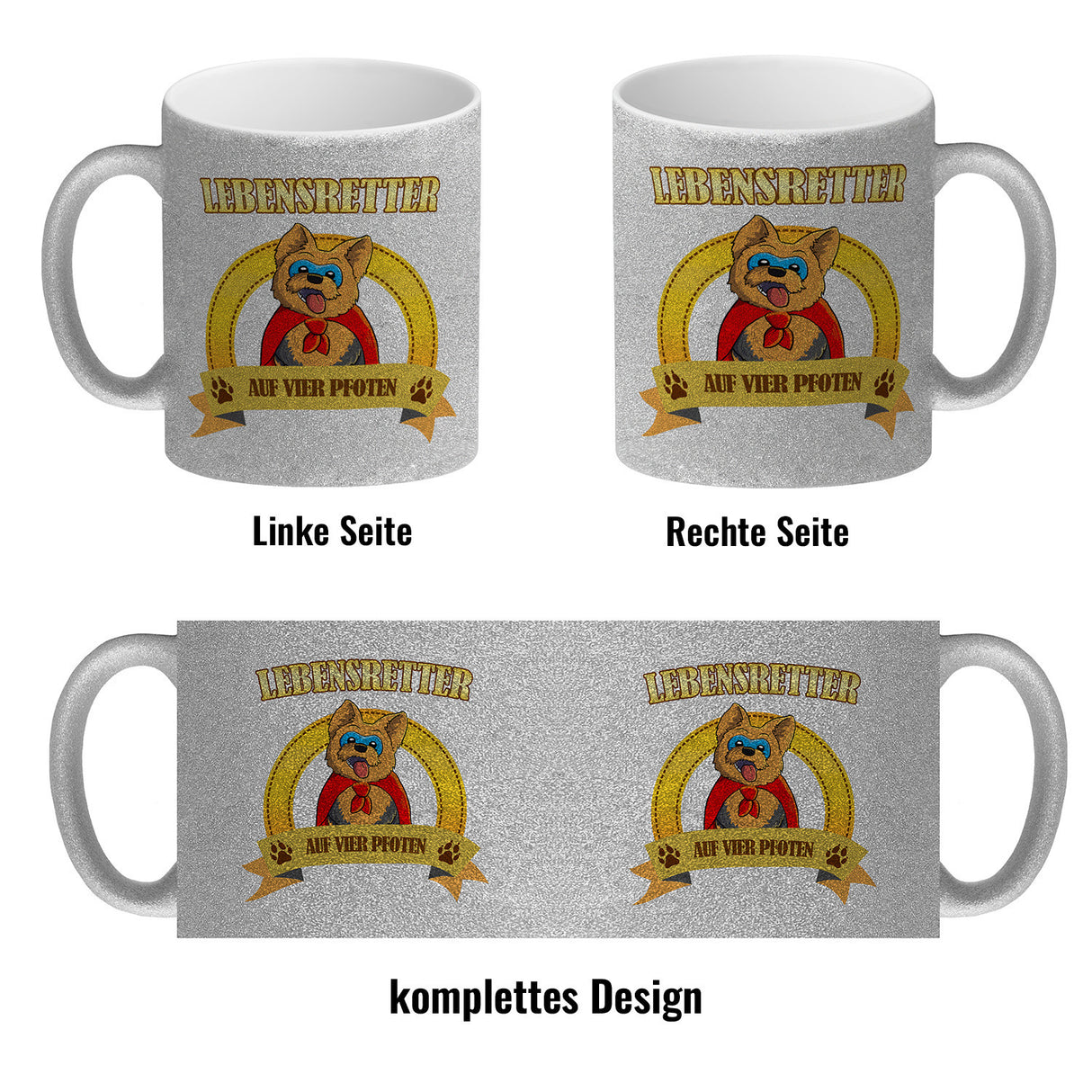Kaffeebecher mit Superheld - Yorkshire Terrier - Lebensretter auf vier Pfoten