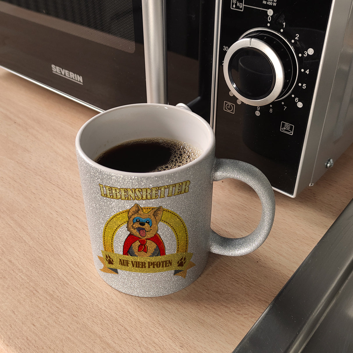 Kaffeebecher mit Superheld - Yorkshire Terrier - Lebensretter auf vier Pfoten