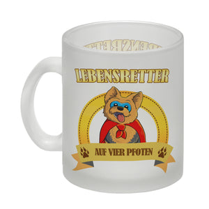 Kaffeebecher mit Superheld - Yorkshire Terrier - Lebensretter auf vier Pfoten