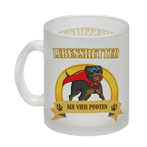 Kaffeebecher mit Superheld - Rottweiler - Lebensretter auf vier Pfoten