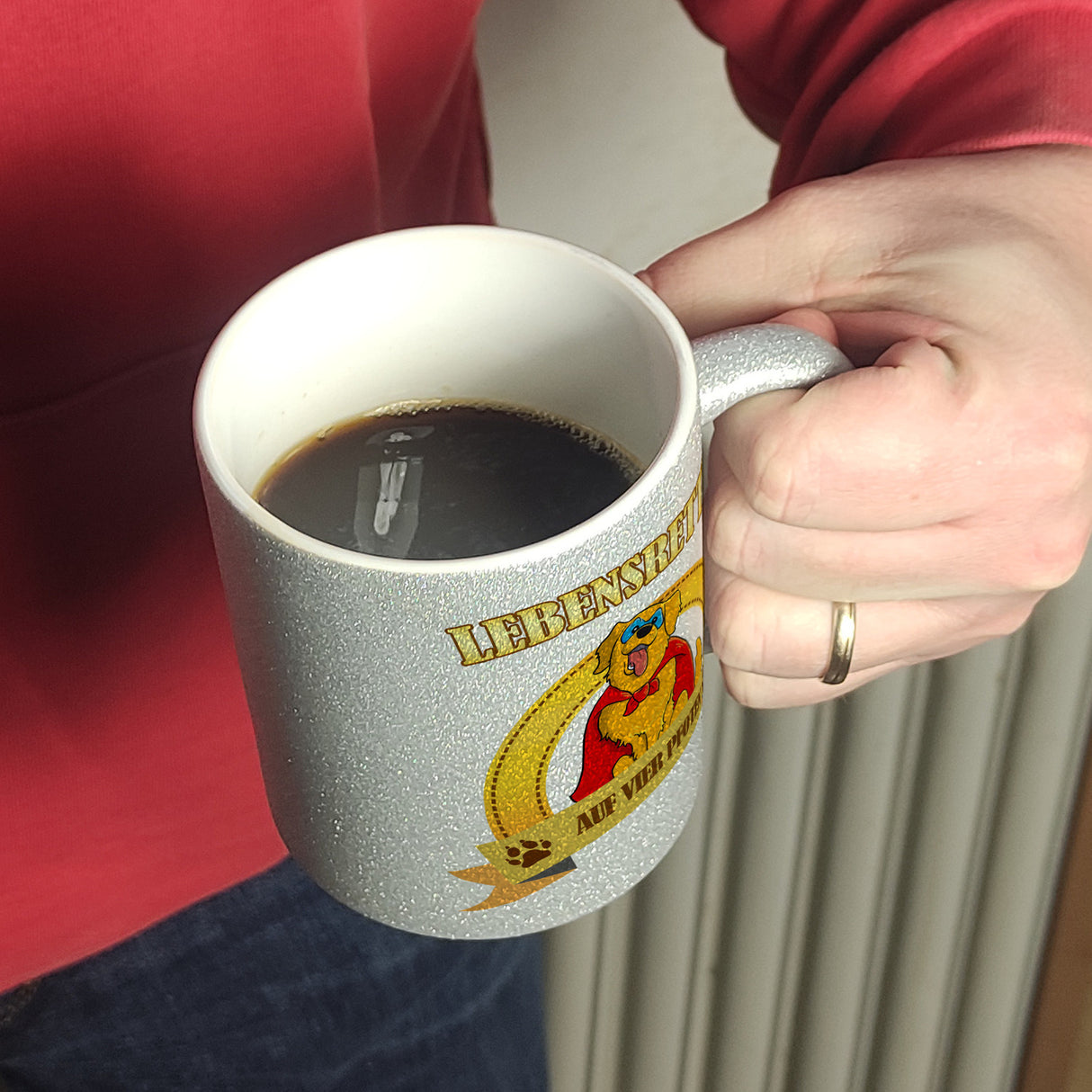 Kaffeebecher mit Superheld - Golden Retriever - Lebensretter auf vier Pfoten