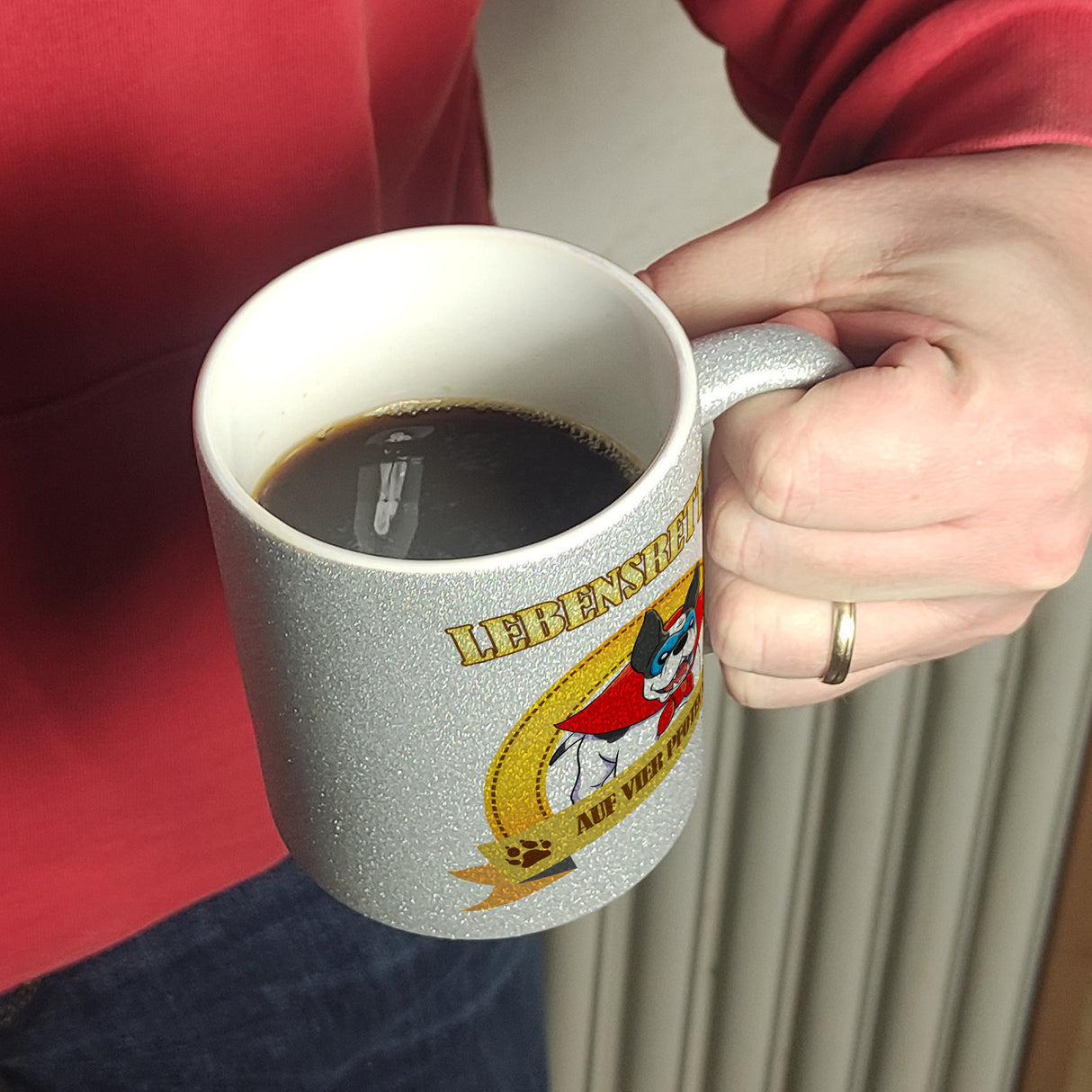Kaffeebecher mit Superheld - Dogge - Lebensretter auf vier Pfoten