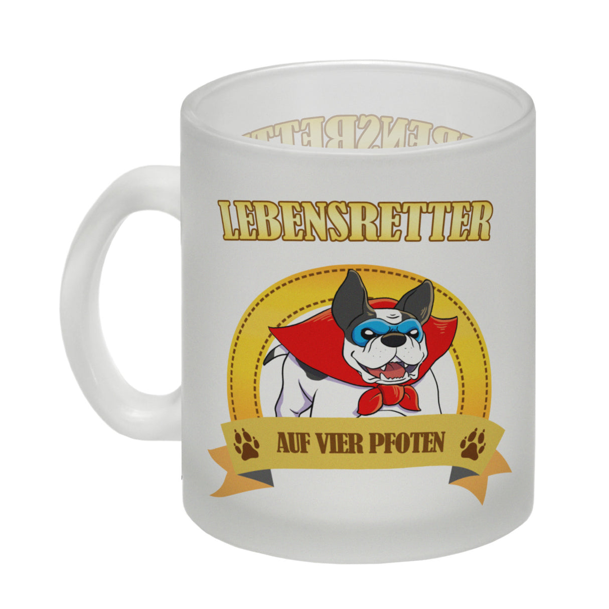 Kaffeebecher mit Superheld - Dogge - Lebensretter auf vier Pfoten