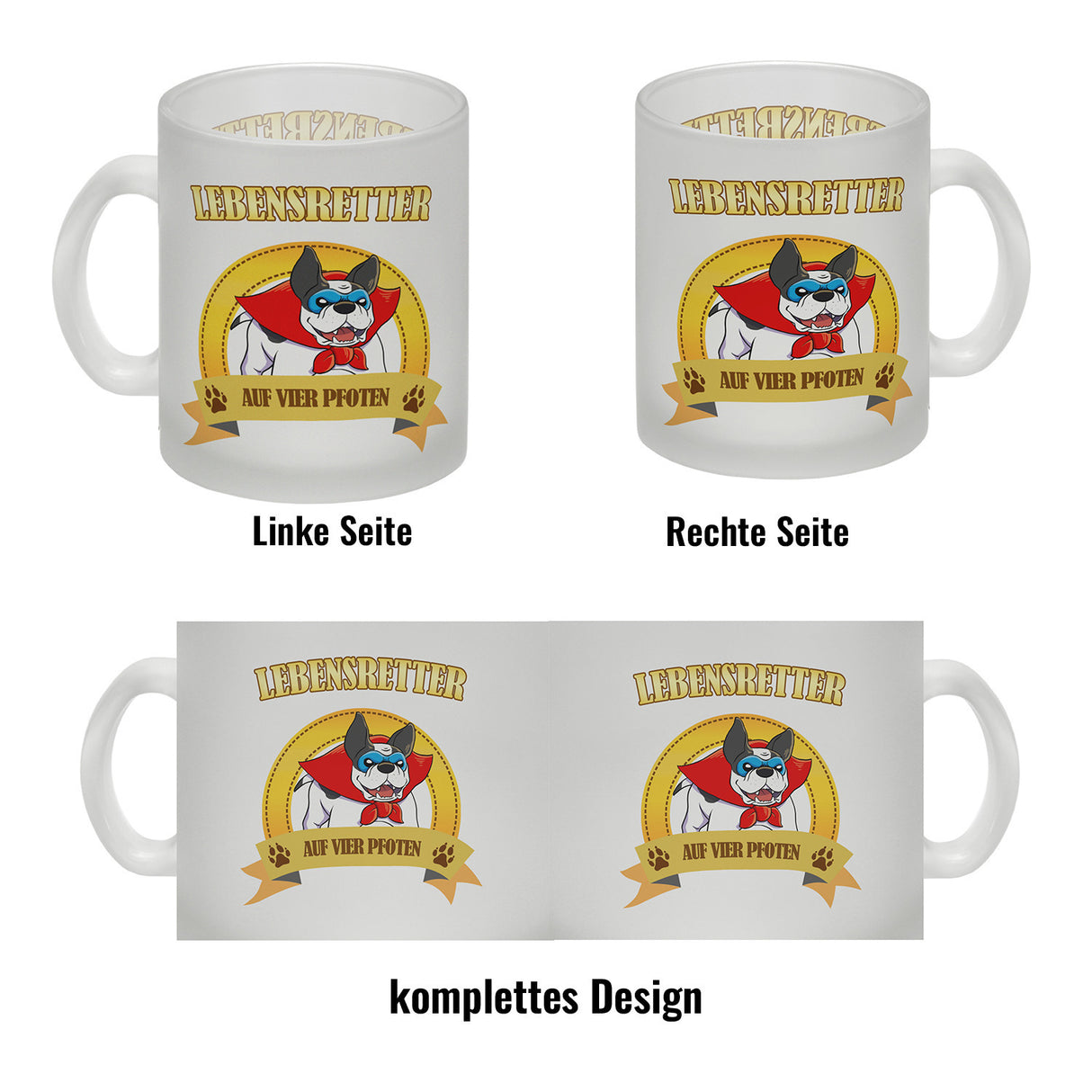 Kaffeebecher mit Superheld - Dogge - Lebensretter auf vier Pfoten