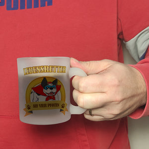 Kaffeebecher mit Superheld - Dogge - Lebensretter auf vier Pfoten