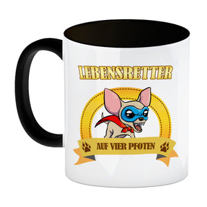Kaffeebecher mit Superheld - Chihuahua - Lebensretter auf vier Pfoten