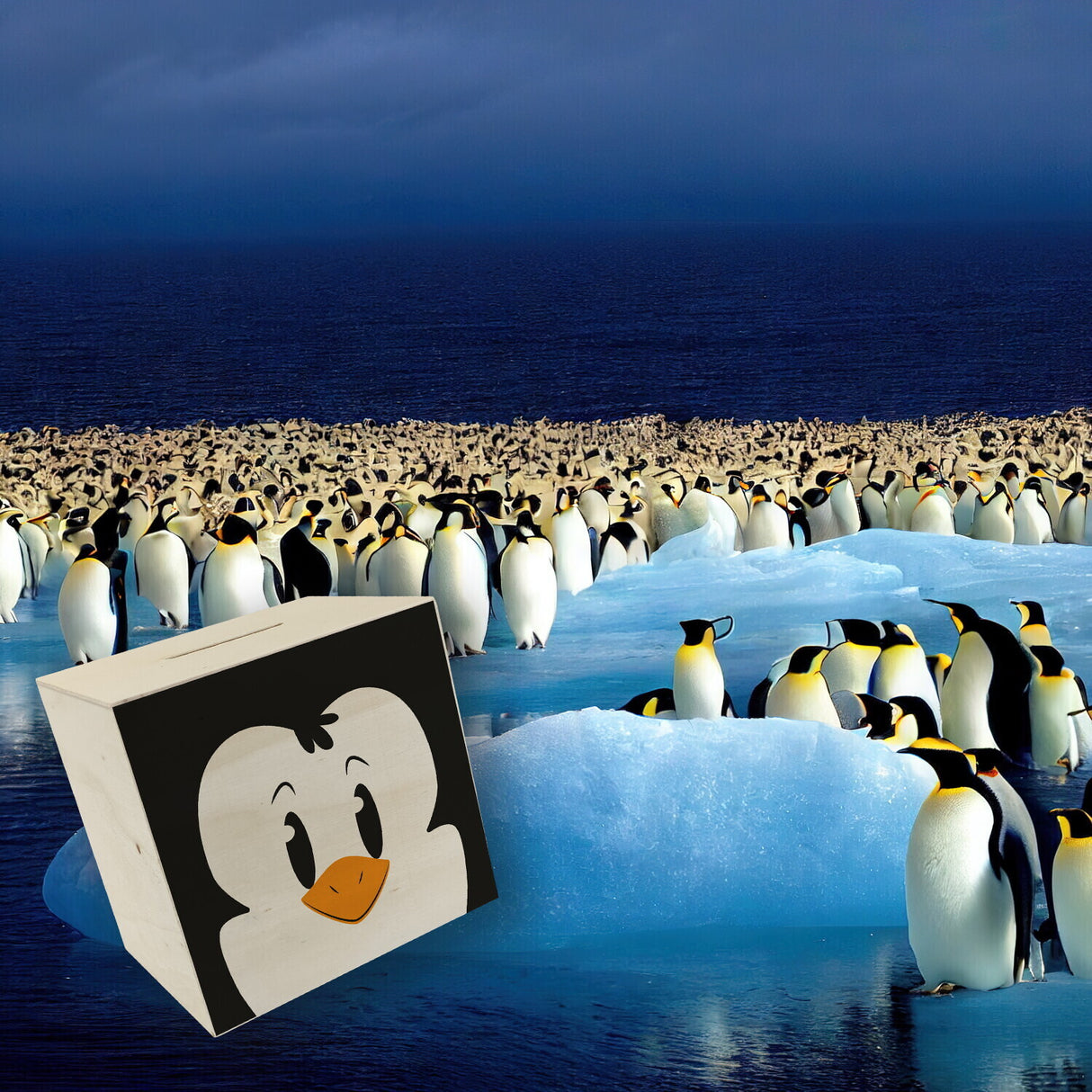 Spardose aus Keramik mit niedlichem Pinguin-Gesicht - für kleine Kinder
