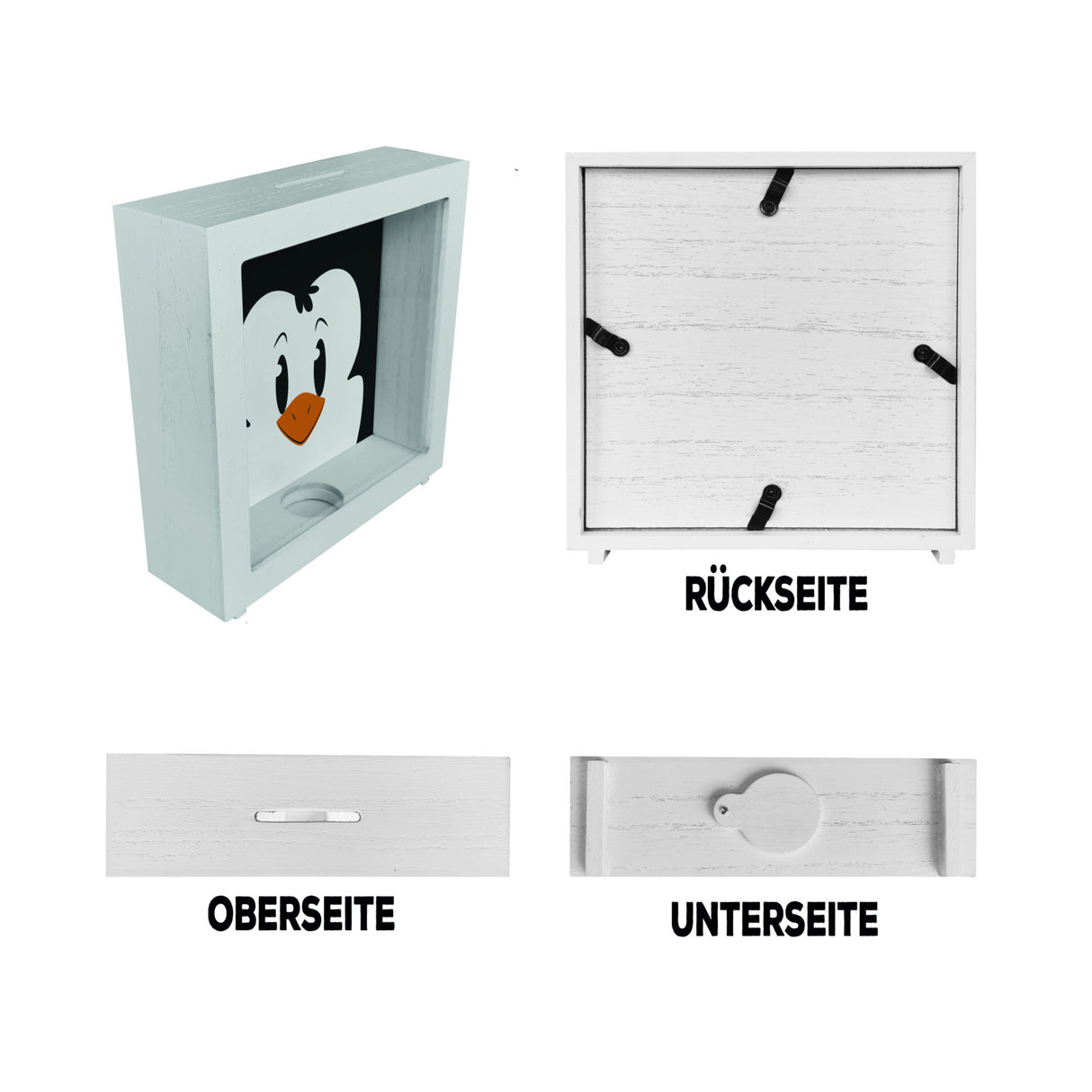 Spardose aus Keramik mit niedlichem Pinguin-Gesicht - für kleine Kinder