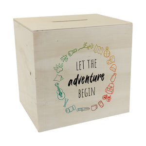 Spardose mit Campingmotiven in bunten Farben - Let the adventure begin