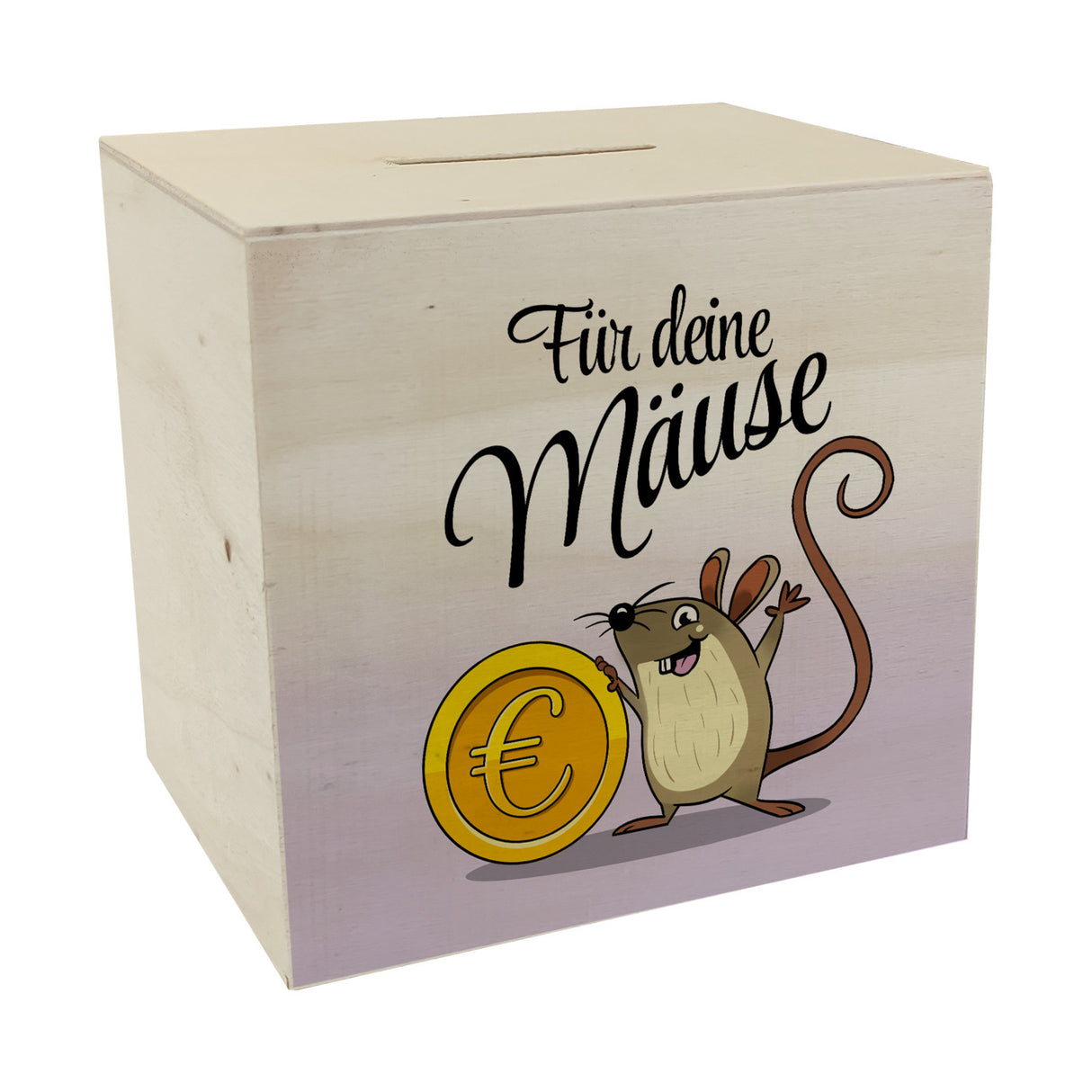 Spardose für Kinder mit süßer Maus und Münze sowie Spruch - Für deine Mäuse