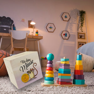 Spardose für Kinder mit süßer Maus und Münze sowie Spruch - Für deine Mäuse