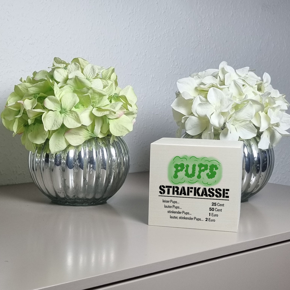 Spardose aus Keramik für Familien mit lustigem Spruch - Pups Strafkasse