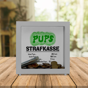 Spardose aus Keramik für Familien mit lustigem Spruch - Pups Strafkasse