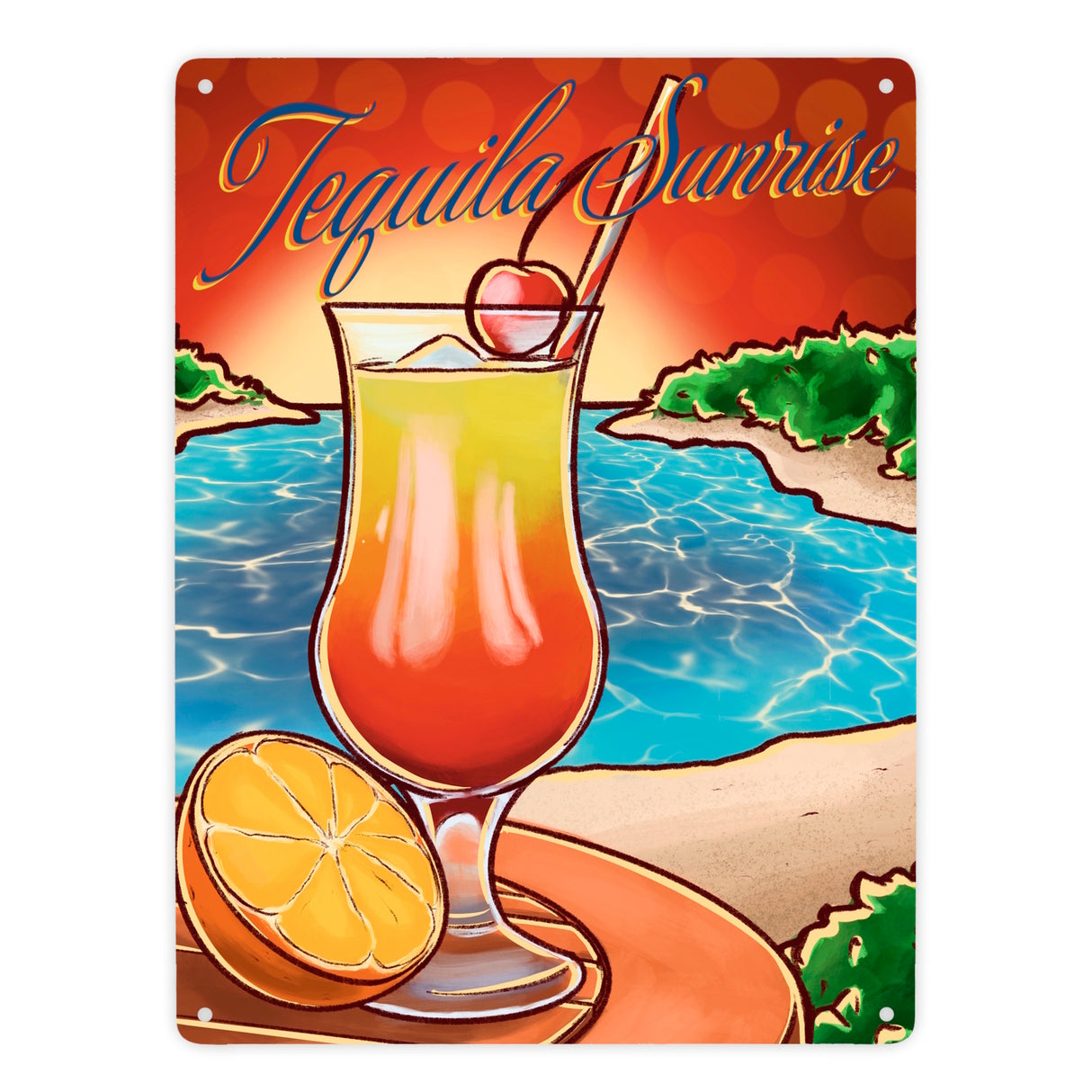 Tequila Sunrise Metallschild - The Cocktail Series - Retro Motiv