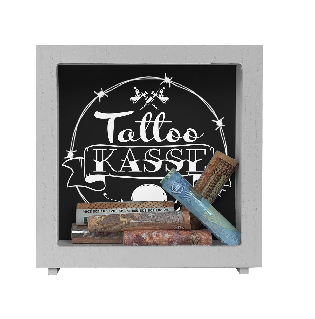 Spardose aus Keramik mit coolen Tattoo-Motiven - Tattookasse