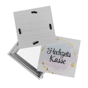 Hochzeit Spardose mit dekorativem Design und goldenen Herzen - Hochzeitskasse