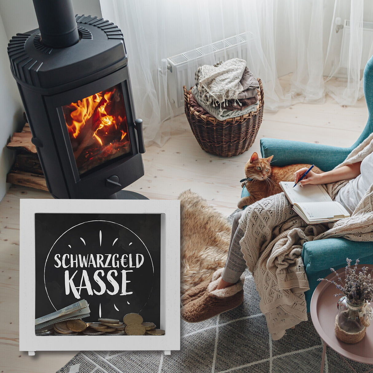 Spardose aus Keramik für Taschengeld mit lustigem Spruch - Schwarzgeld Kasse