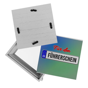 Spardose aus Keramik mit Spruch: Für den Führerschein mit Kennzeichenmotiv