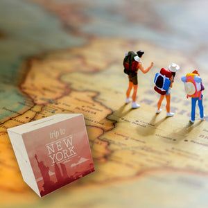 Spardose mit schönem Motiv und Text - Trip to New York in rot