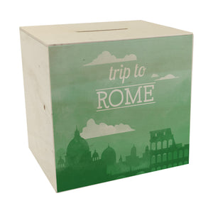 Spardose mit schönem Motiv und Text - Trip to Rom