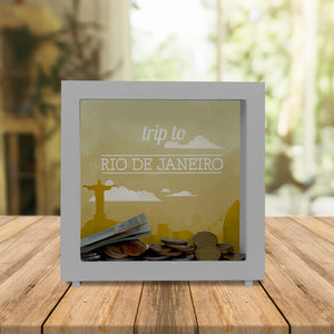 Spardose mit schönem Motiv und Text - Trip to Rio de Janeiro