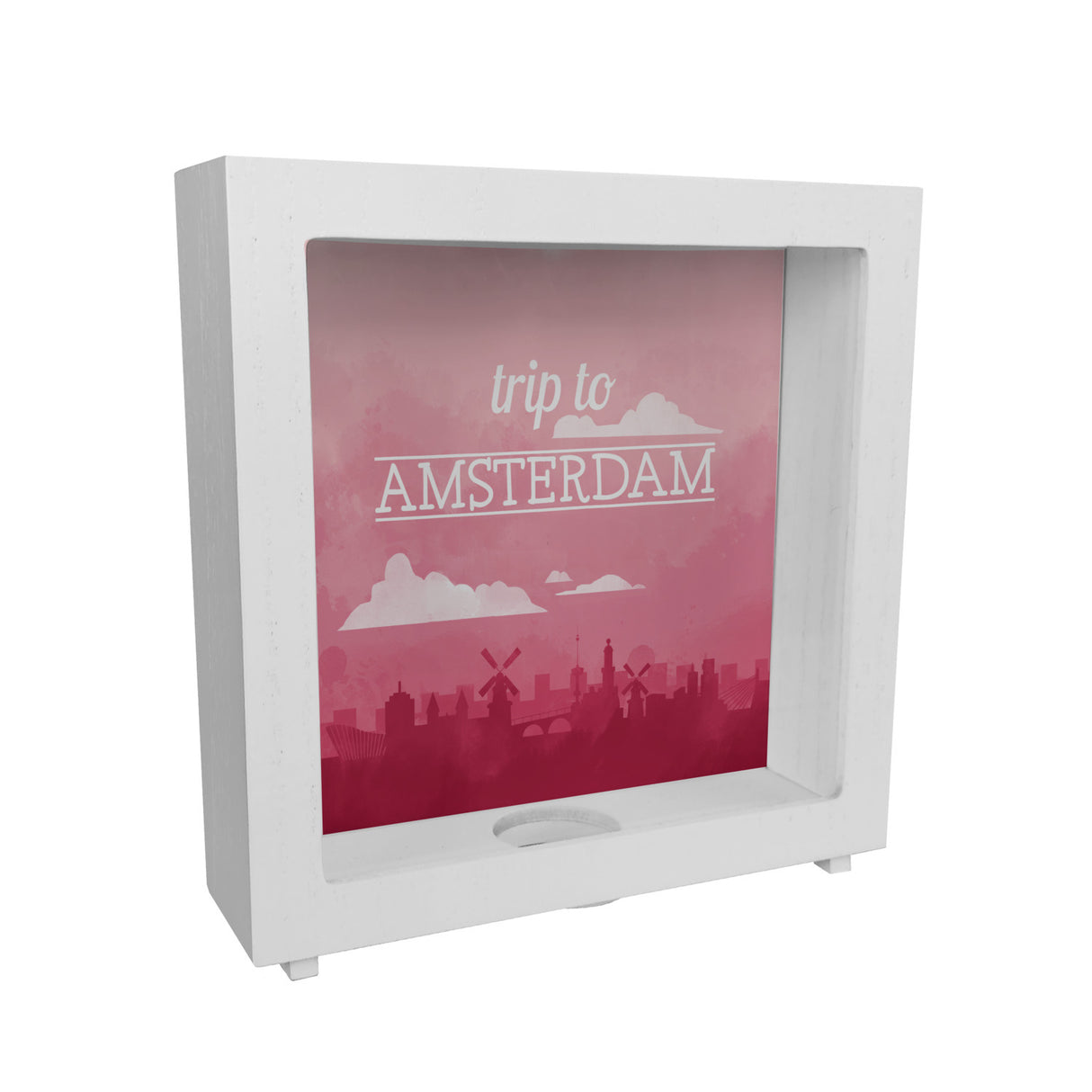 Spardose mit schönem Motiv und Text - Trip to Amsterdam