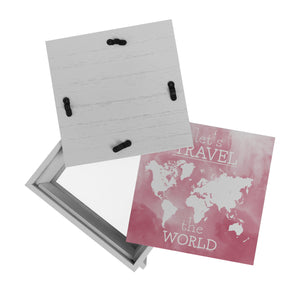 Spardose mit Weltkarten Motiv und Text - let's travel the world