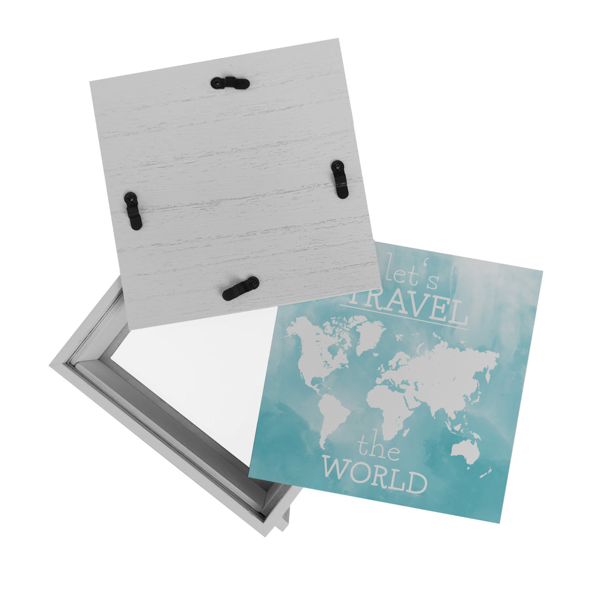 Spardose mit Weltkarten Motiv und Text - let's travel the world