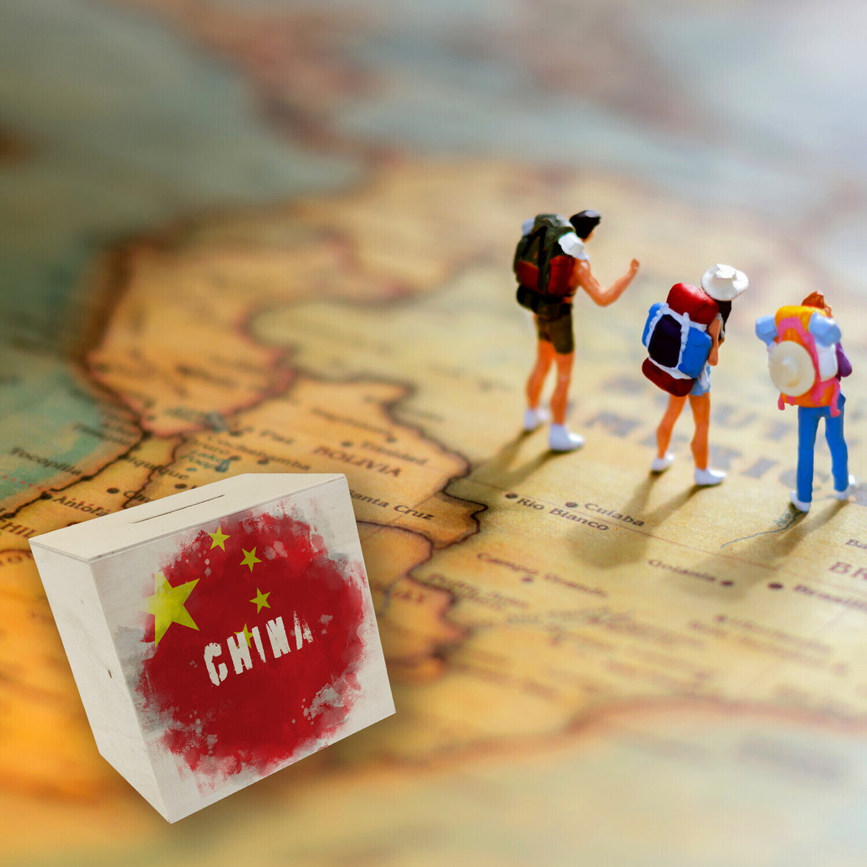 Spardose mit China-Flagge im Used Look - Sparschwein für Urlauber