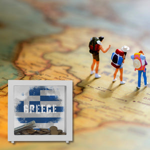 Spardose mit Griechenland-Flagge im Used Look - Sparschwein für Urlauber