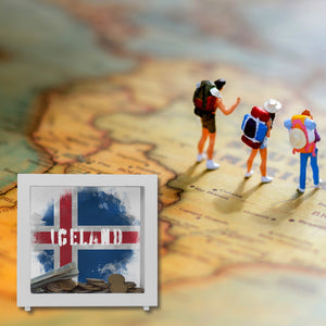 Spardose mit Island-Flagge im Used Look - Sparschwein für Urlauber