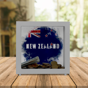 Spardose mit Neuseeland-Flagge im Used Look - Sparschwein für Urlauber