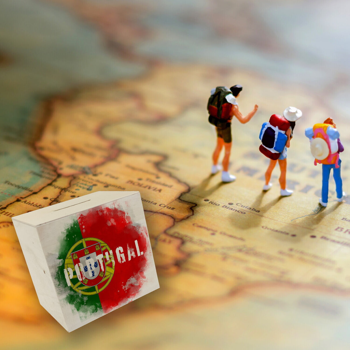 Spardose mit Portugal-Flagge im Used Look - Sparschwein für Urlauber