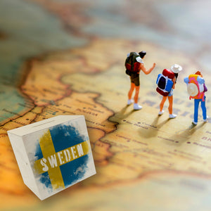 Spardose mit Schweden-Flagge im Used Look - Sparschwein für Urlauber