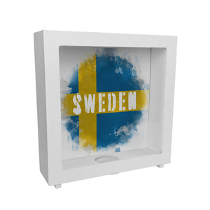 Spardose mit Schweden-Flagge im Used Look - Sparschwein für Urlauber