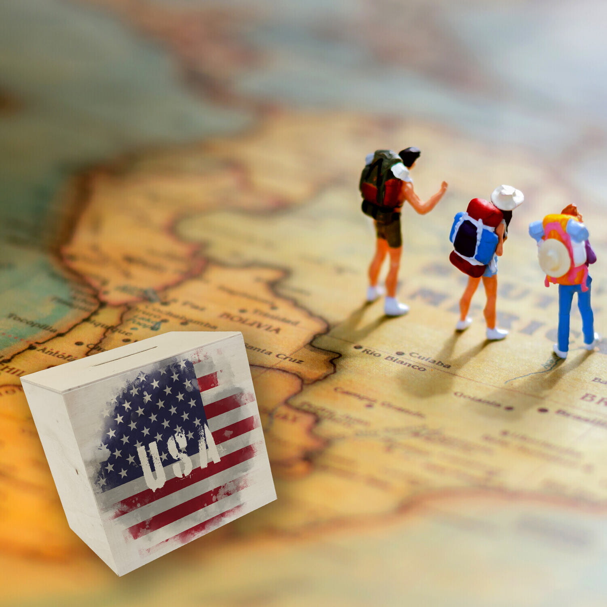 Spardose USA-Flagge im Used Look - Sparschwein für Urlauber