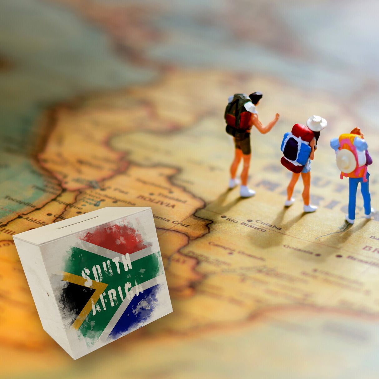 Spardose Südafrika-Flagge im Used Look - Sparschwein für Urlauber