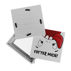 Spardose mit Comicfigur und lustigem Spruch - Fütter mich!