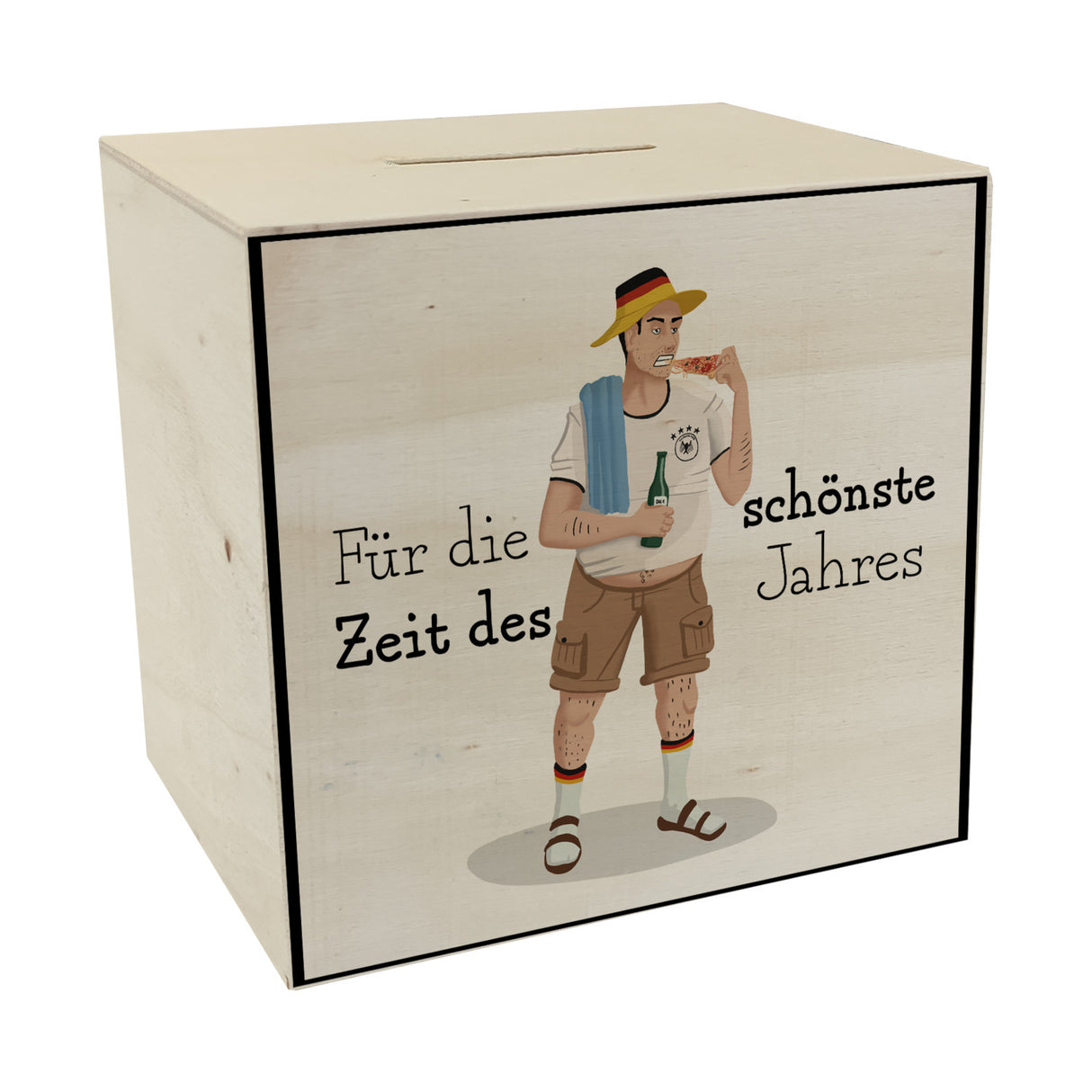 Spardose mit Karikatur eines Deutschen - Für die schönste Zeit des Jahres