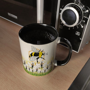 Kaffeebecher mit Wiesen-Motiv, Biene und witzigem Spruch fürs Büro oder Kollegen