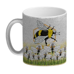 Kaffeebecher mit Wiesen-Motiv, Biene und witzigem Spruch fürs Büro oder Kollegen